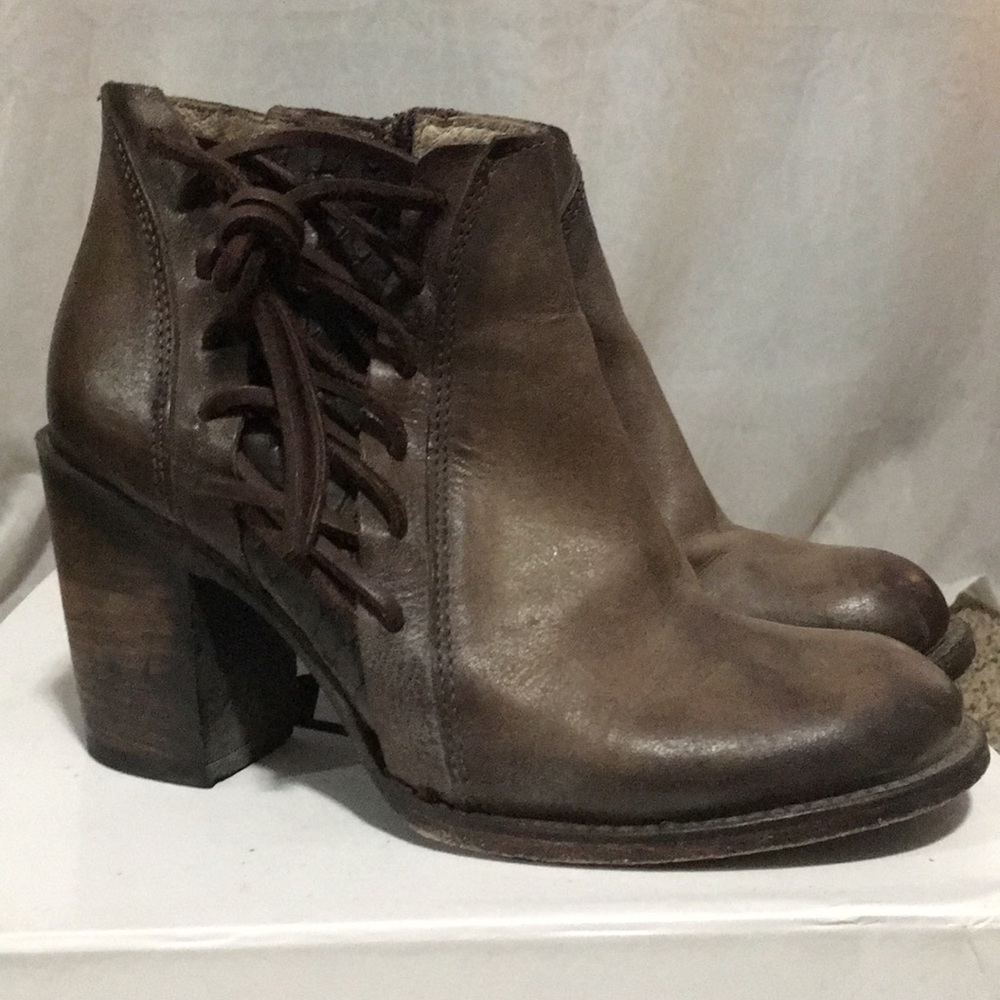 Distressed ankle heel booties
